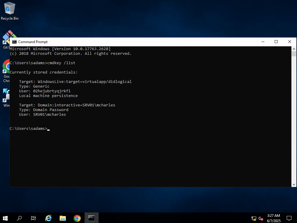 cmdkey /list output